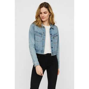 I LOVE H81 Denim Jacket Light Wash Trucker Style Button Up S P